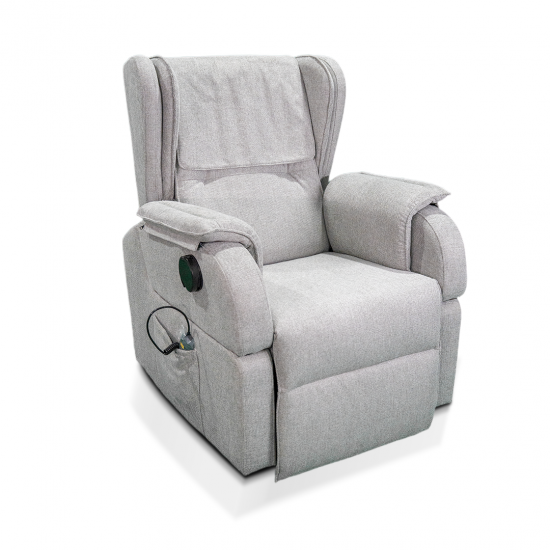 كرسي استرخاء فاخر مع طاولة جانبية مدمجة_رصاصي كرسي استرخاء فاخر مع طاولة جانبية مدمجة_رصاصي