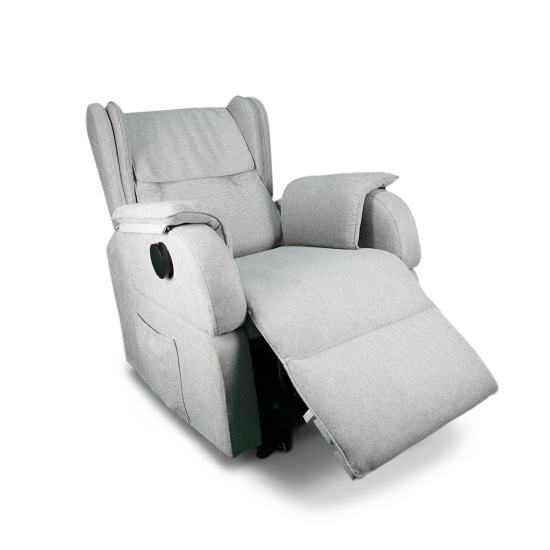 كرسي استرخاء فاخر مع طاولة جانبية مدمجة_رصاصي كرسي استرخاء فاخر مع طاولة جانبية مدمجة_رصاصي