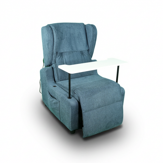 كرسي استرخاء فاخر مع طاولة جانبية مدمجة _كحلي 