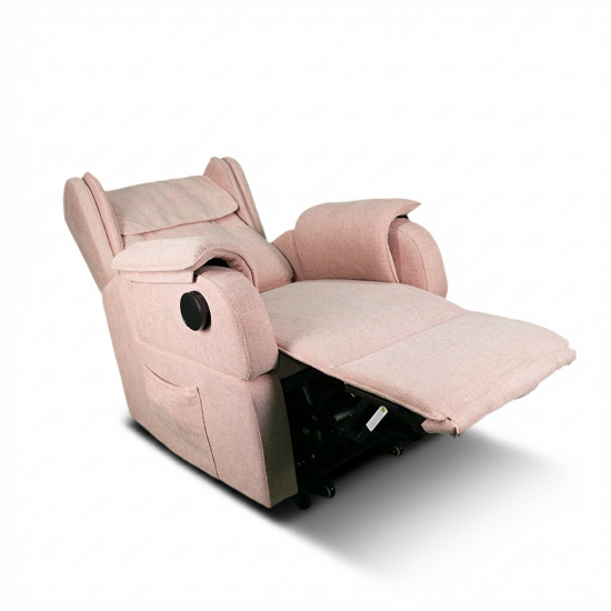 كرسي استرخاء فاخر مع طاولة جانبية مدمجة _وردي