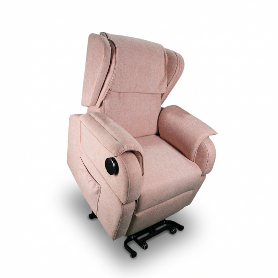 كرسي استرخاء فاخر مع طاولة جانبية مدمجة _وردي