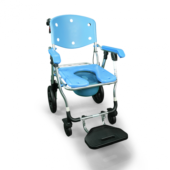 كرسي حمام المنيوم متحرك قابل للطي