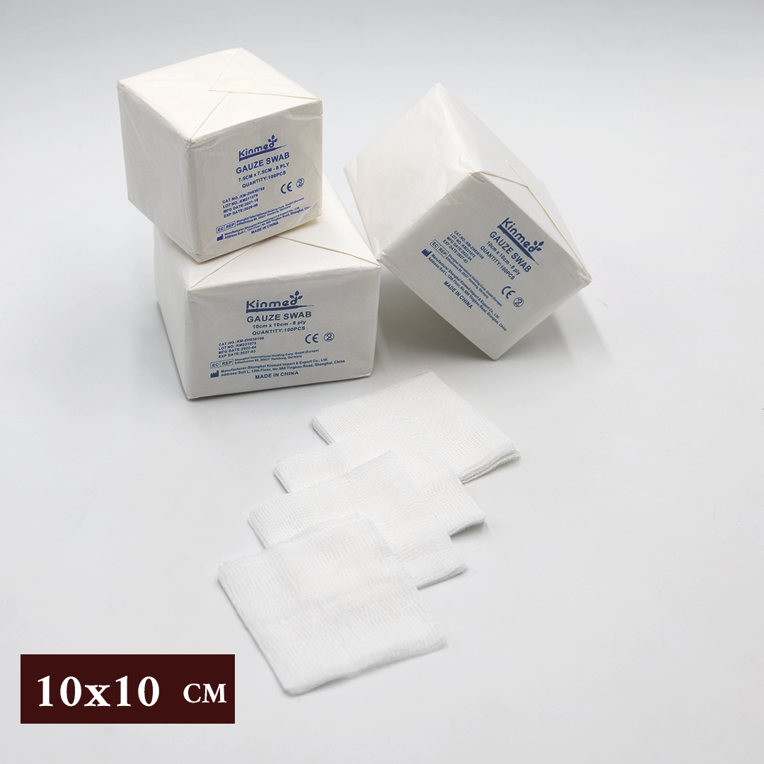 Sterile Gauze Swabs – 10cm X 10cm, 100% Cotton Woven, 50 Swabs Total (10 Packs Of 5), For Wound Cleaning & Dressing, First Aid Essential