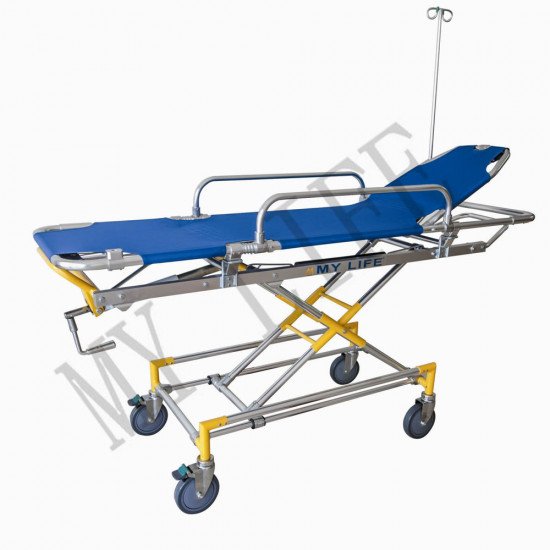Patient stretcher trolley with sides