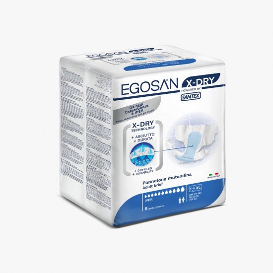 Egosan Italian Diapers Super Absorbent X-Large Size (Carton of 6 Bags)
