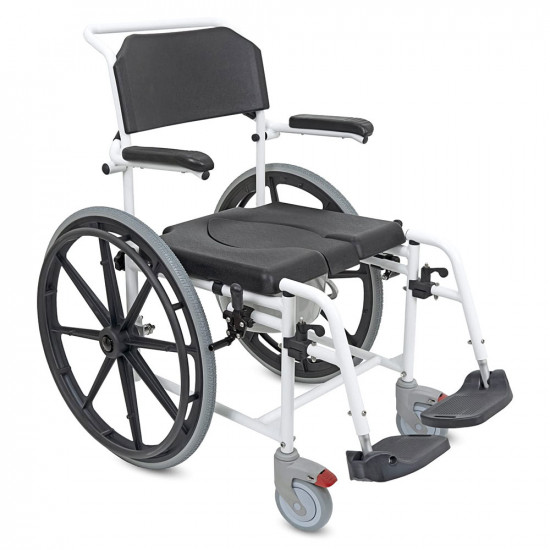 Wide Commode Chaire With Large Rear Wheels 