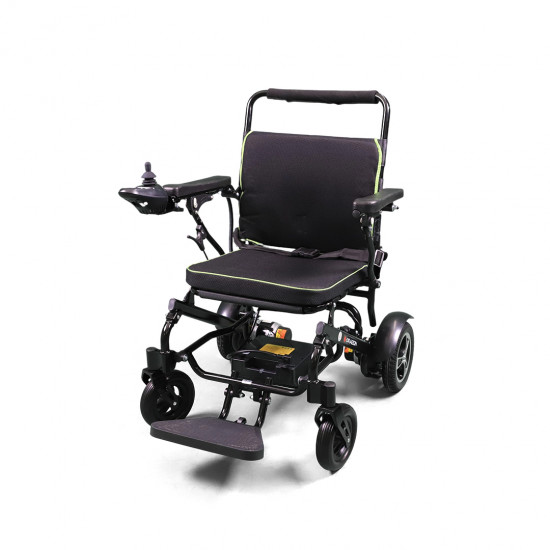 Lightweight Electric Wheelchair Folds 51cm - Green Frame Seat