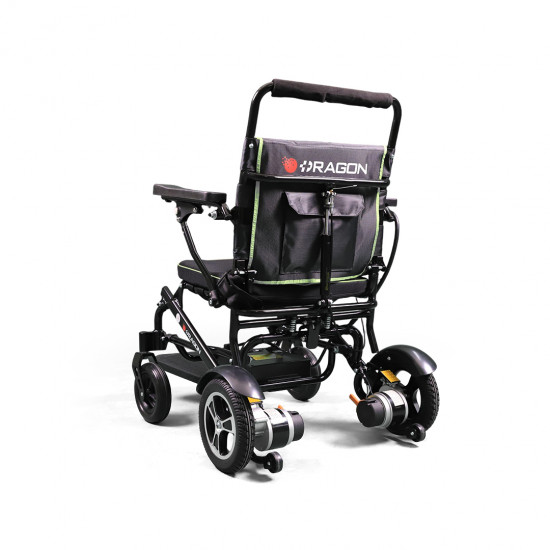 Lightweight Electric Wheelchair Folds 51cm - Green Frame Seat