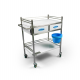 2-shelf, wide-edged, stainless steel medicine and equipment trolley with drawer and basket 2-shelf, wide-edged, stainless steel medicine and equipment trolley with drawer and basket