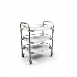 3-shelf stainless steel medicine and equipment trolley with edges 3-shelf stainless steel medicine and equipment trolley with edges