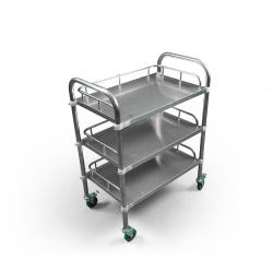 3-shelf stainless steel medicine and equipment trolley with edges 3-shelf stainless steel medicine and equipment trolley with edges