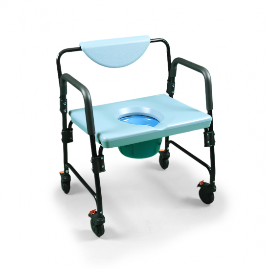 Heavy-duty wide toilet seat with wheels