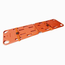 A Spin board  fiberglass stretcher with belts A Spin board  fiberglass stretcher with belts