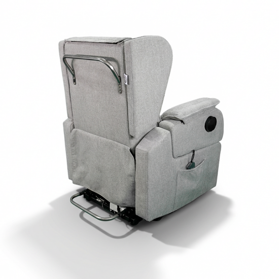 كرسي استرخاء فاخر مع طاولة جانبية مدمجة_رصاصي كرسي استرخاء فاخر مع طاولة جانبية مدمجة_رصاصي